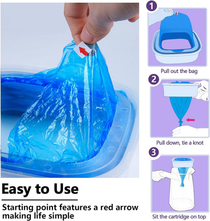 USA imported 5-Star cat litter cartridges showcasing the twenty four foot long continuous film wrap.