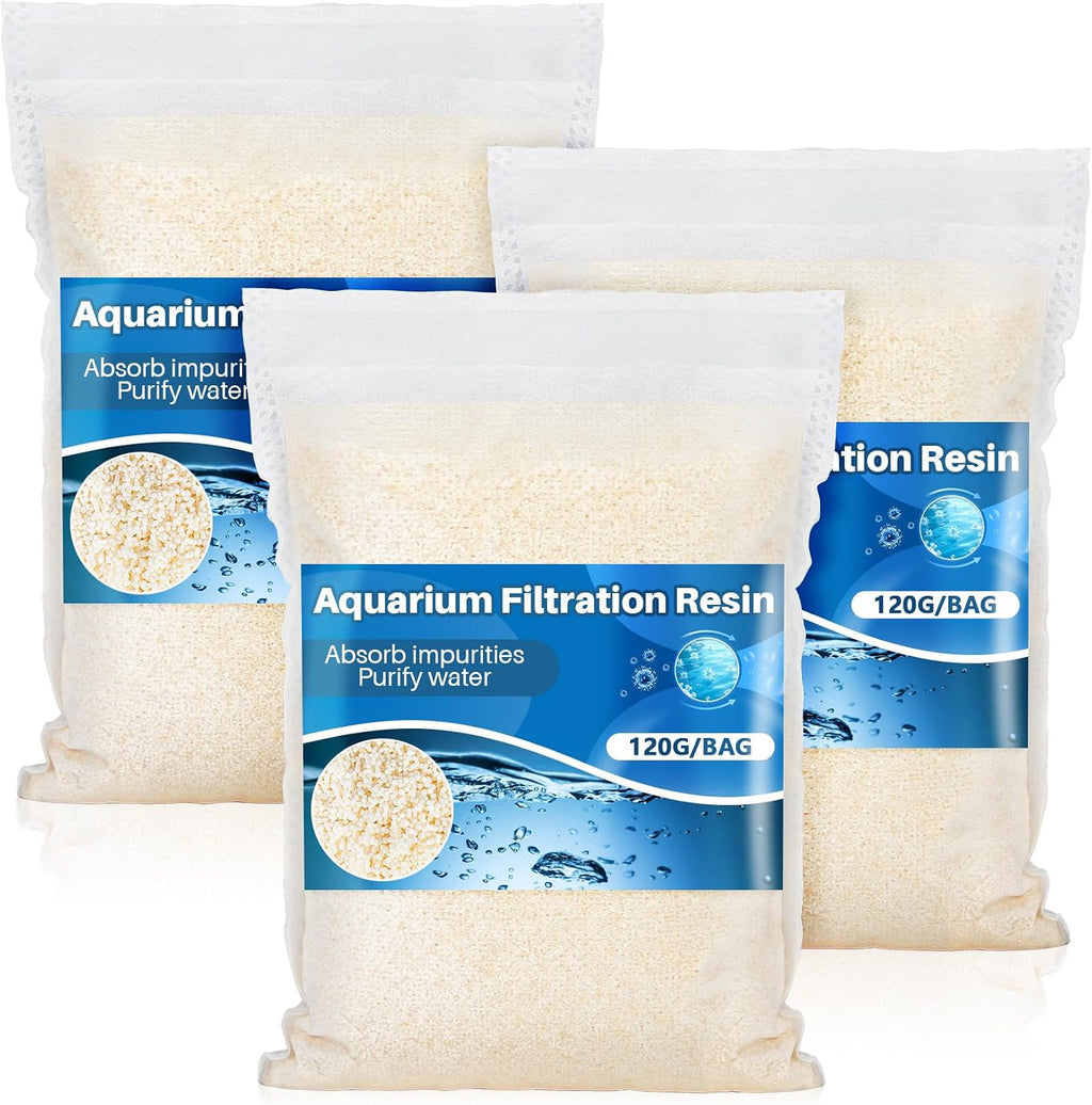 RAINFLOW Aquarium Resin front view of the 3 pack premium organic filtration bags.