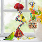Bird Toys Rope Perch with Bell Colorful Bird Chewing Shredding Foraging Toys Parrot Swing Climbing Standing Hanging Toys Cage Accessories for Conure Cockatiel Budgies Lovebird - Image 2