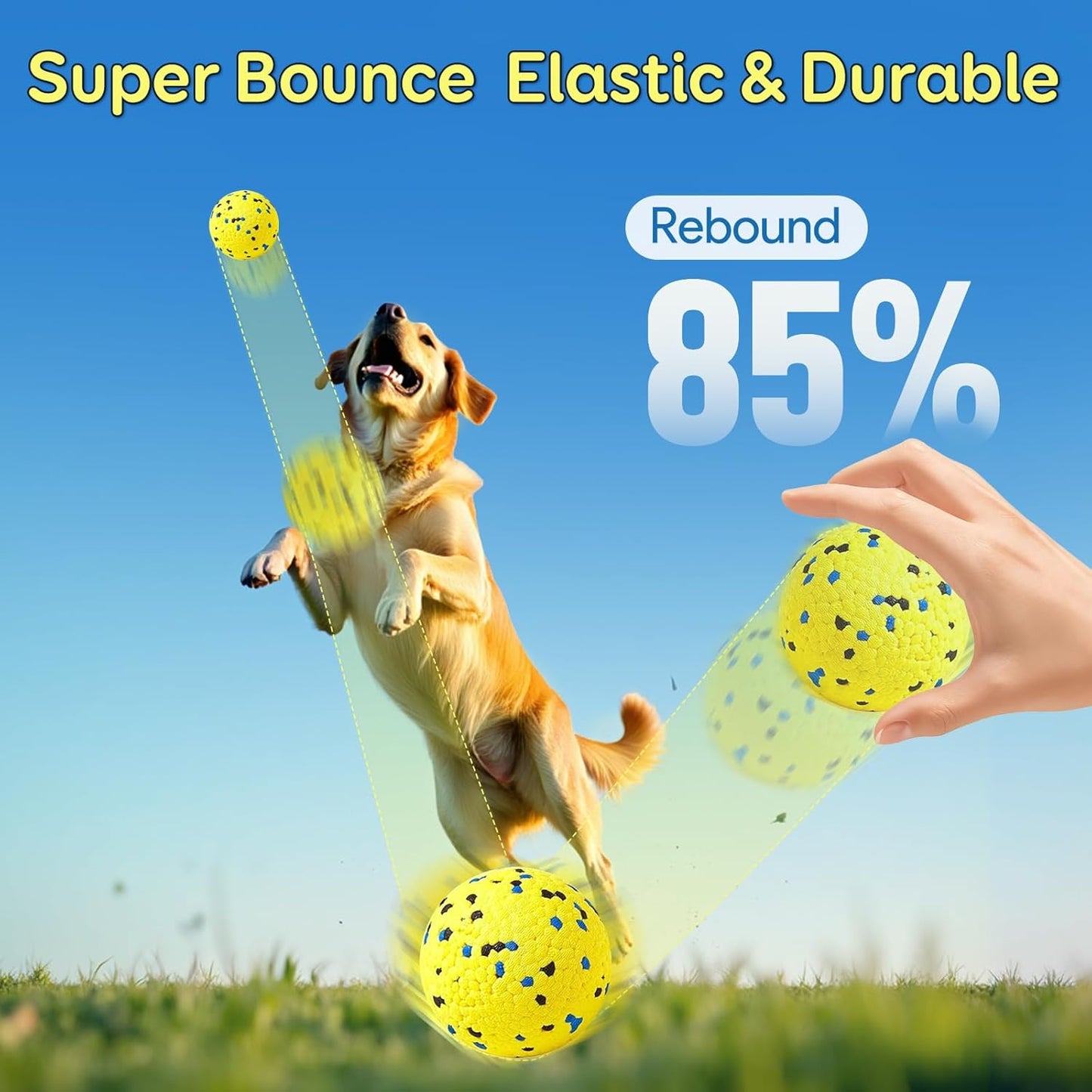 Kimee Dog Balls Tennis Ball Toys Dog Toys for Aggressive Chewers Durable Teething Chew Toys Water Toy Fetch Ball for Large Medium Small Dog and Puppies (4 Balls) - Image 5