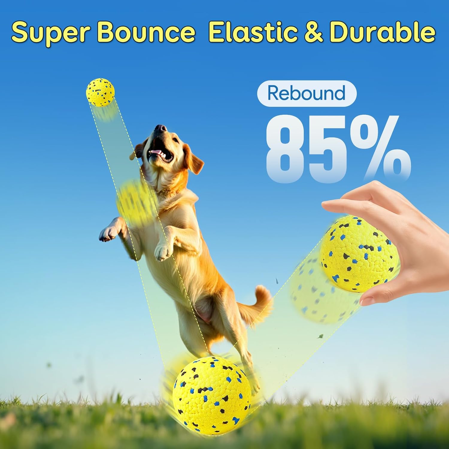 Kimee Dog Balls Tennis Ball Toys Dog Toys for Aggressive Chewers Durable Teething Chew Toys Water Toy Fetch Ball for Large Medium Small Dog and Puppies (4 Balls) - Image 5