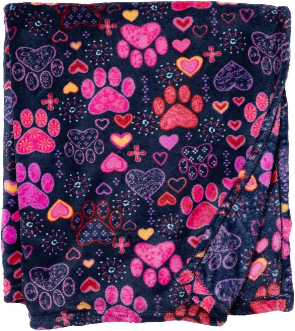 Pet Dog Cat Blanket Ultra Soft Cozy Fleece Paw Print Design Machine Washable Durable for Crates Beds Sofas Travel (Purple Paw Symphony, Large) - Image 14