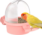 Complete bird cage accessory set installed inside enclosure