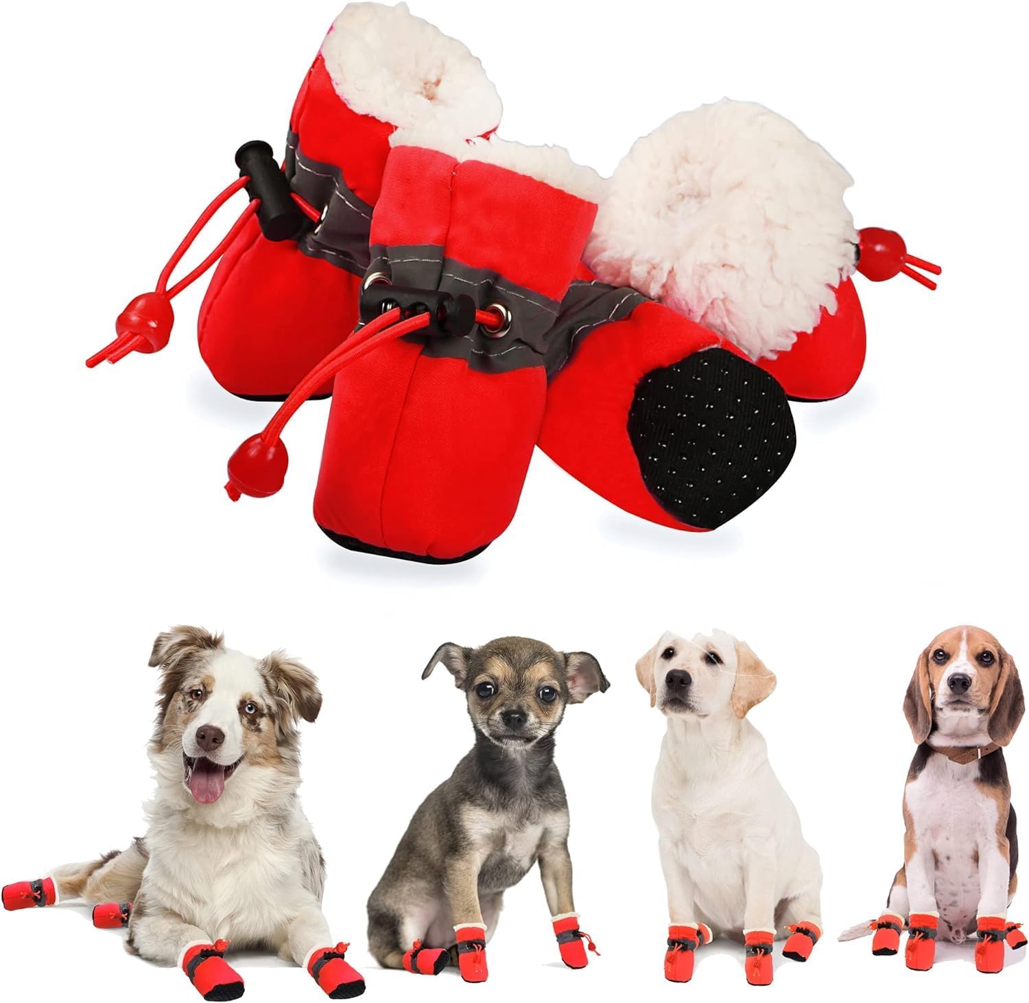 Side view of Yaodhaod fleece winter dog boots