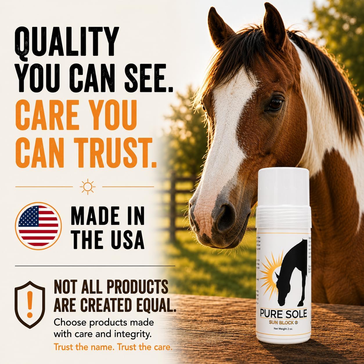 Pure Sole moisturizing sunblock stick for horses