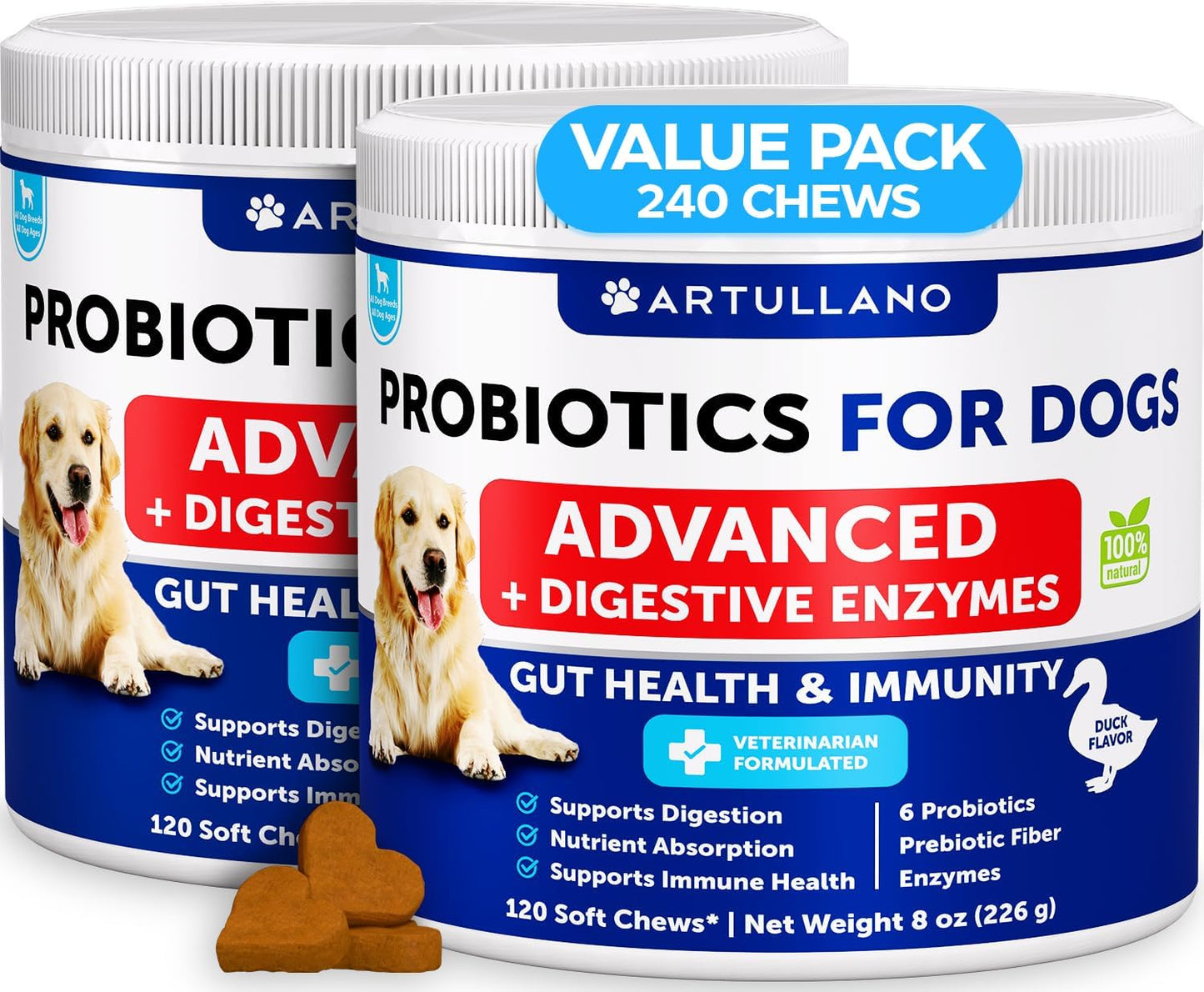 Probiotics for Dogs - Support Gut Health, Itchy Skin, Allergies, Immunity, Yeast Balance - Dog Probiotics and Digestive Enzymes with Prebiotics - Reduce Diarrhea, Gas - 120 Probiotic Chews for Dogs - Image 9