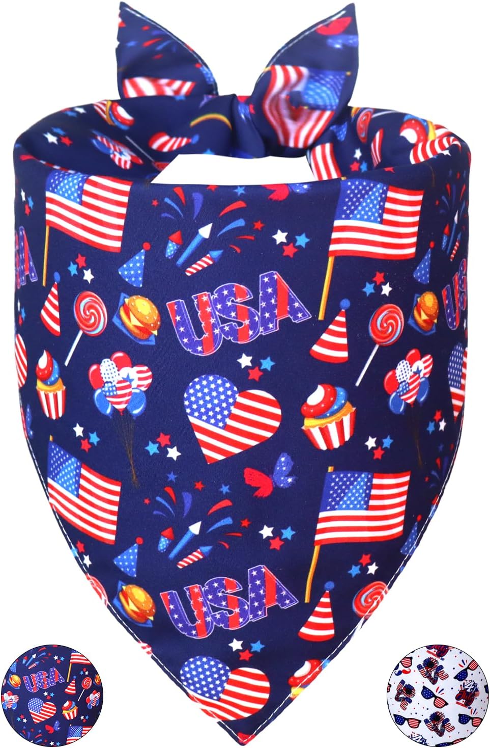 WoffBow reversible USA flag dog bandana front view