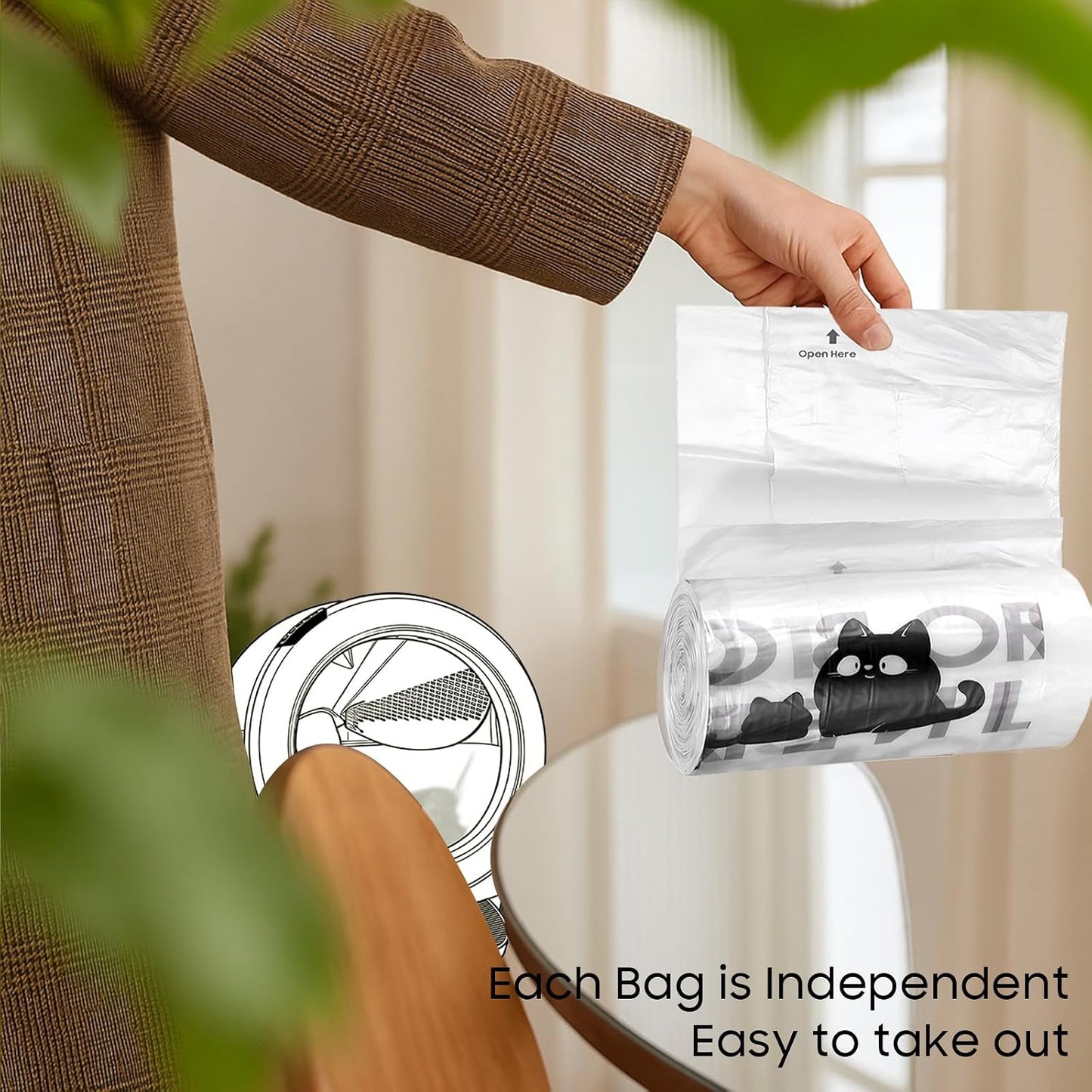 Ninety count pack of authentic imported AWoHH automatic litter box replacement bags