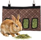 Rabbit Hay Feeder - Large Capacity Oxford Cloth Hanging Hay Bag - 4 Holes - 1 Pcs (Black) - Image 12