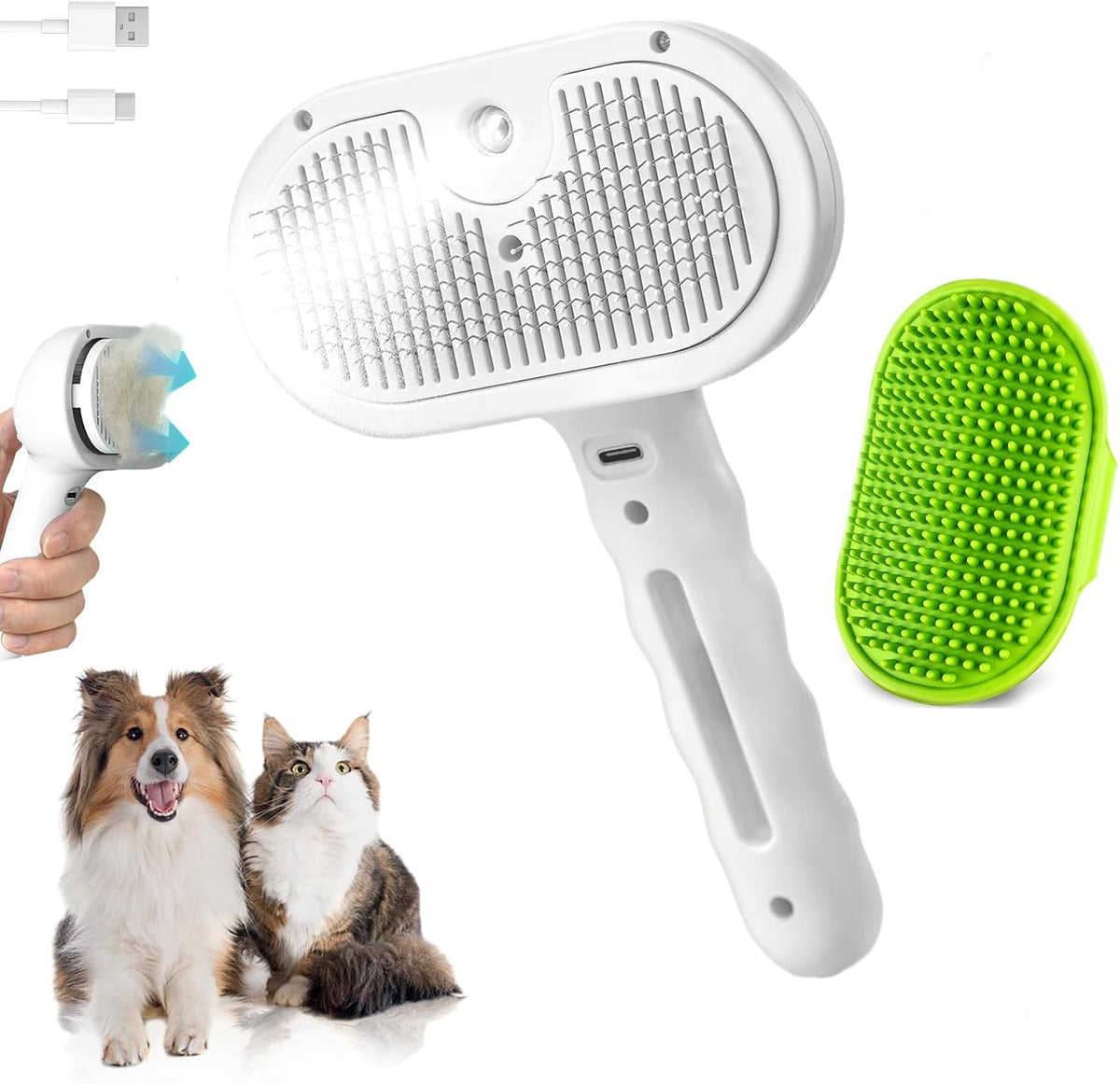 Pet Steam Brush for Dogs and Cats, 3 in 1 Steam Grooming Brush for Hair Shedding and Removal, Cleaning Spray Comb with Mist for Long-Haired Pets, Include Flea Comb, Nail Clippers, 2 Pet Toothbrushes - Image 10