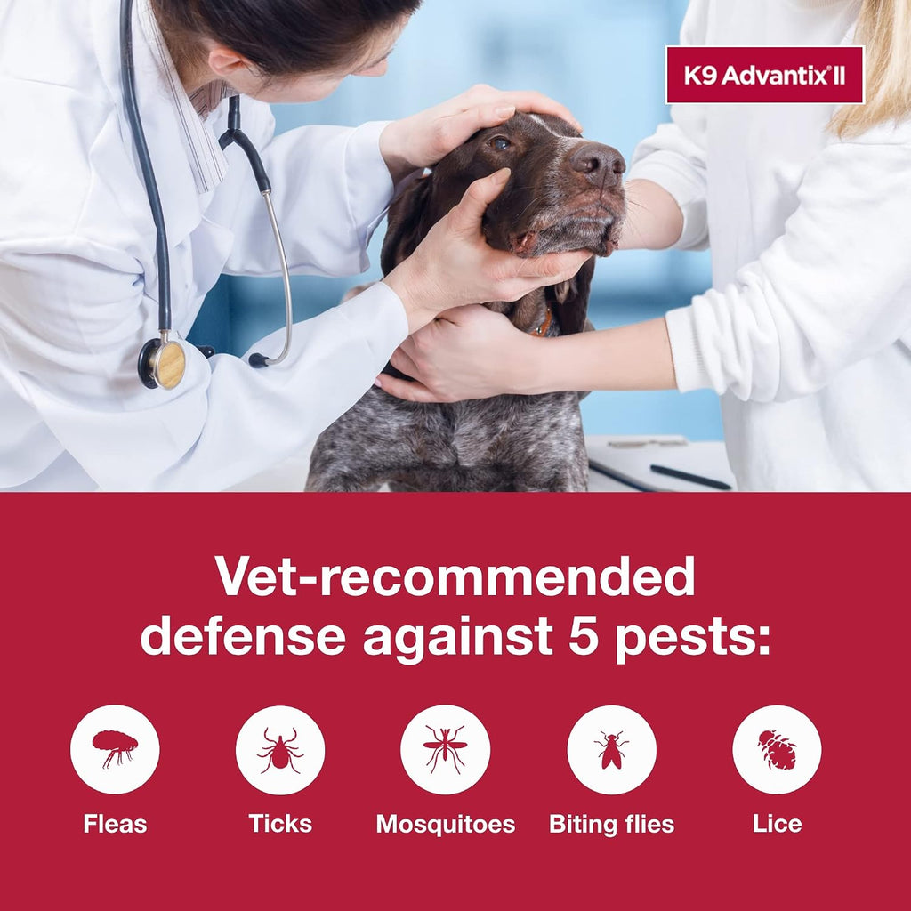 K9 Advantix II waterproof monthly pest protection benefits chart