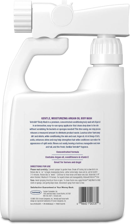Farnam Vetrolin Body Wash, Time-Saving with No Scrubbing, Gentle and Moisturizing with Argan Oil, Soothes Dry Skin, for Horses and Dogs, 32 fl oz. - Image 10