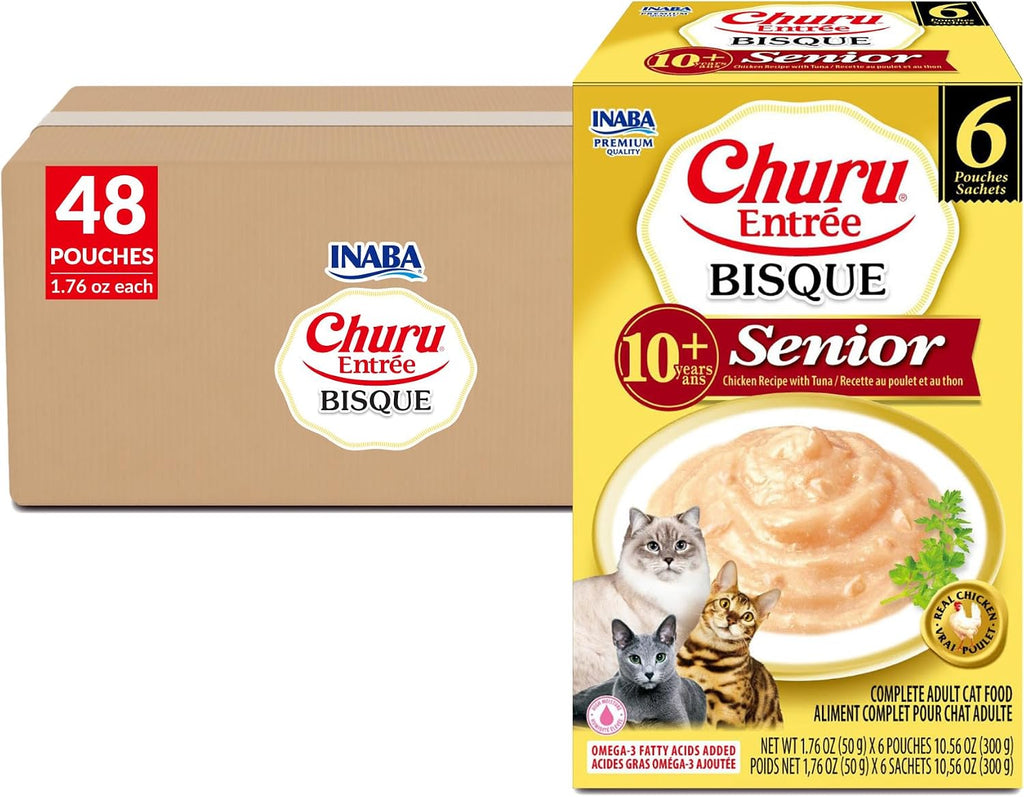 INABA Churu Entre Bisque for Cats, Grain-Free, High Moisture, Prebiotic Wet Cat Food, 1.76oz. per Pouch, 6 Pouches, Chicken with Cheese Recipe - Image 9