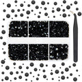 Qiipii brand solid black resin flatback rhinestones kit front view