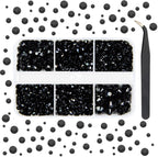 Qiipii brand solid black resin flatback rhinestones kit front view