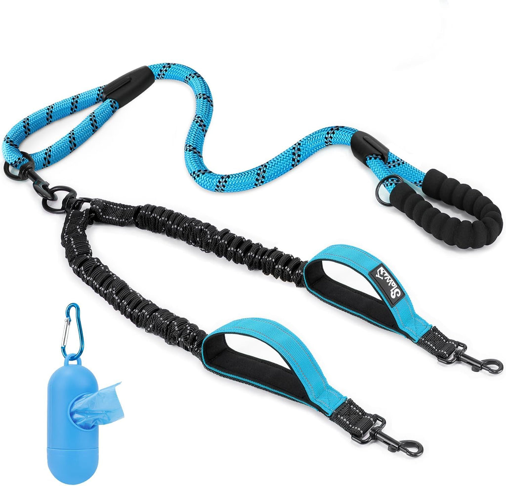 Lukovee Double Dog Leash, No Tangle 360 degrees Swivel Heavy Duty Reflective Lead with Two Padded Handles Dual Dog Splitter, Comfortable Shock Absorbing Walking Training for Small Medium Large Dogs(Blue,M) - Image 11