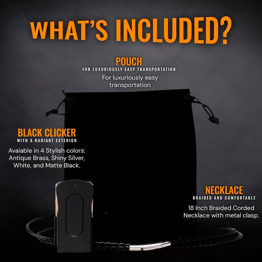 Black brass style pet training clicker premium packaging