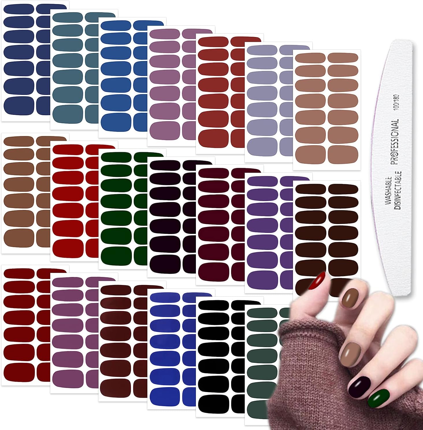Wokoto dark solid color nail polish strips front view