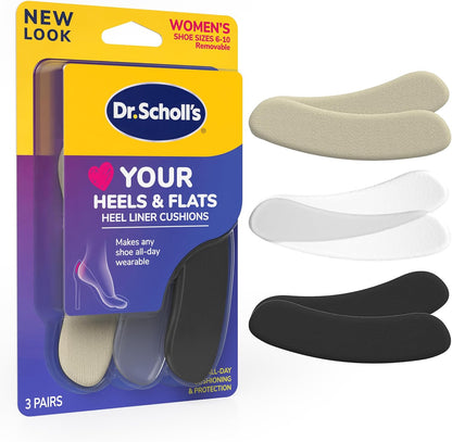 Dr. Scholl's Stylish Step Heel Liner Variety Pack front view for blister prevention.