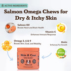 Back label of imported Natural Dog Company supplement displaying ingredients and dosage guide