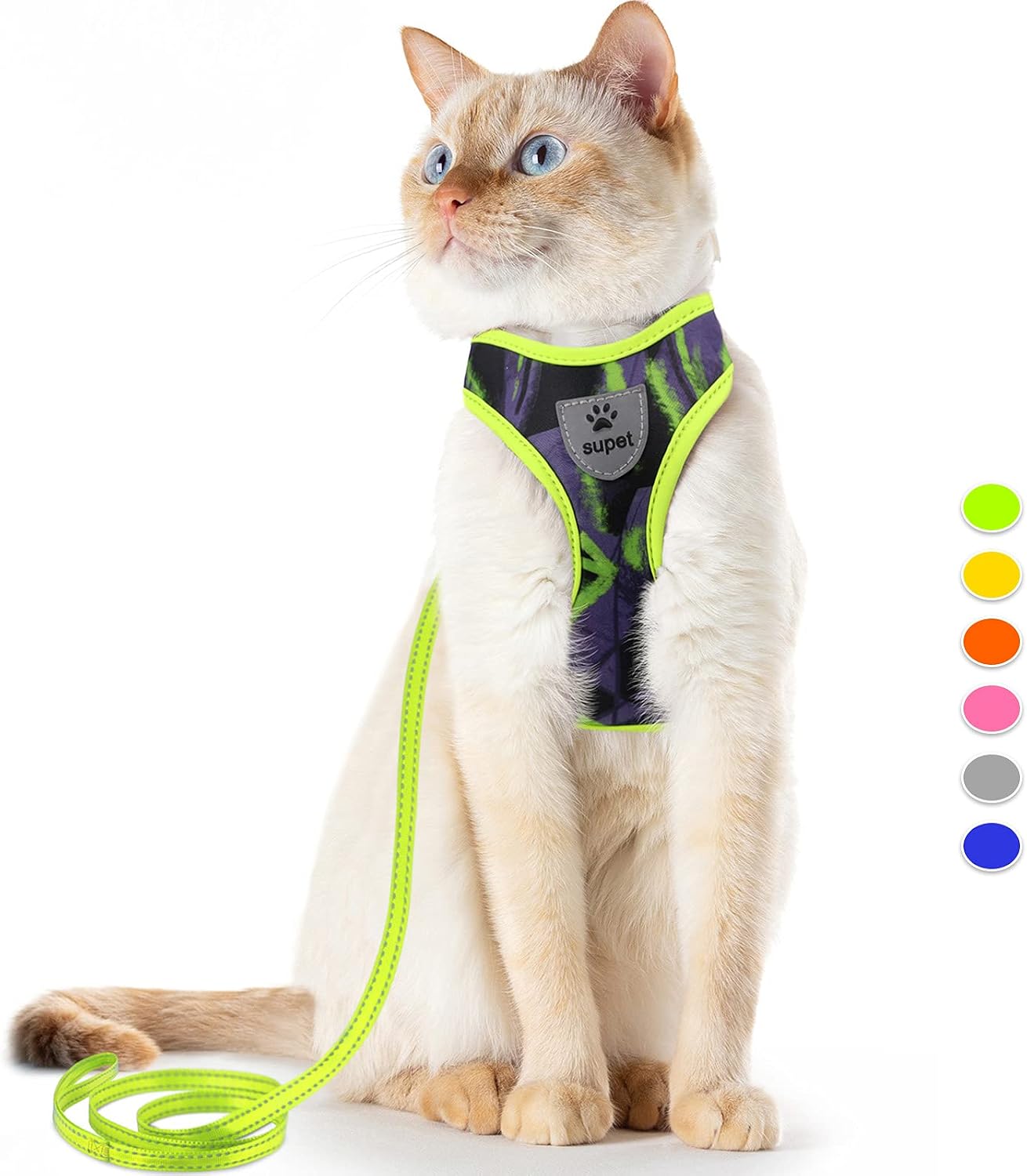 Supet Cat Harness and Leash Set Stylish Escape Proof Cat Vest Harness Adjustable Breathable Pet Leash with Reflective Trim - Image 10