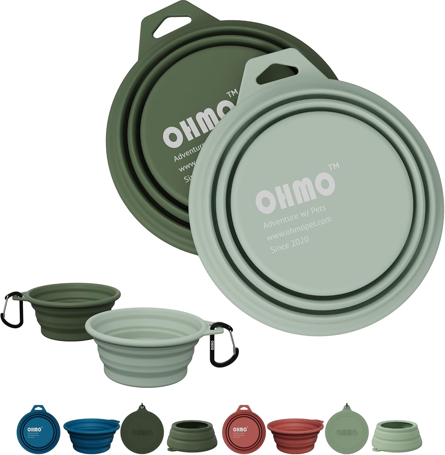 OHMO collapsible dog bowl front view premium silicone pet travel bowl