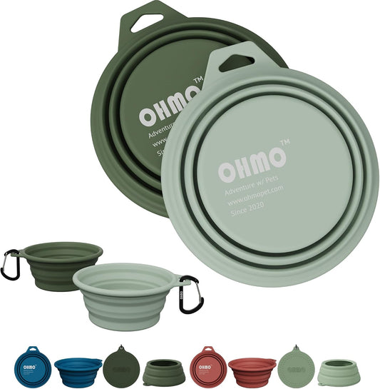 OHMO collapsible dog bowl front view premium silicone pet travel bowl