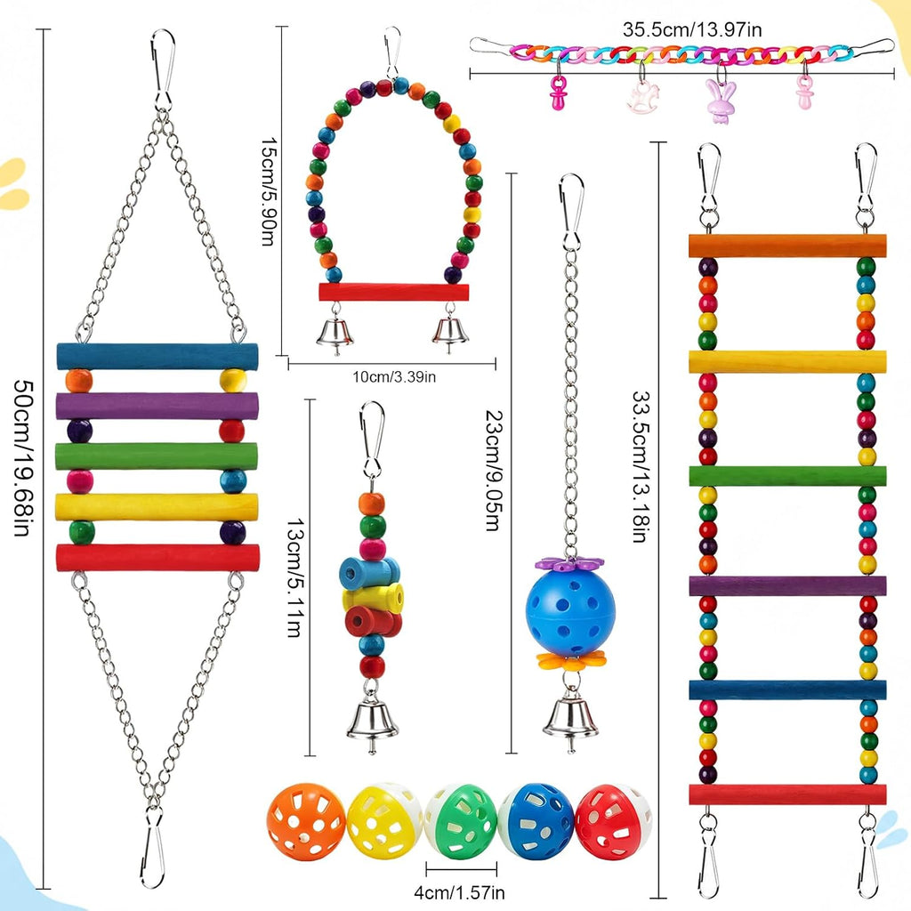 Kyouki bird cage accessories showing wooden ladder and bell toys