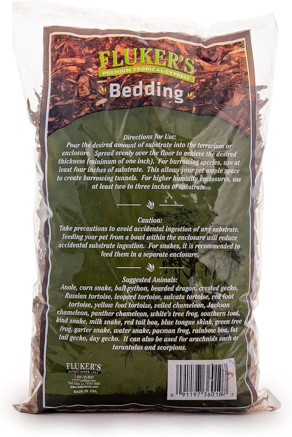 Fluker's cypress reptile mulch substrate bag details