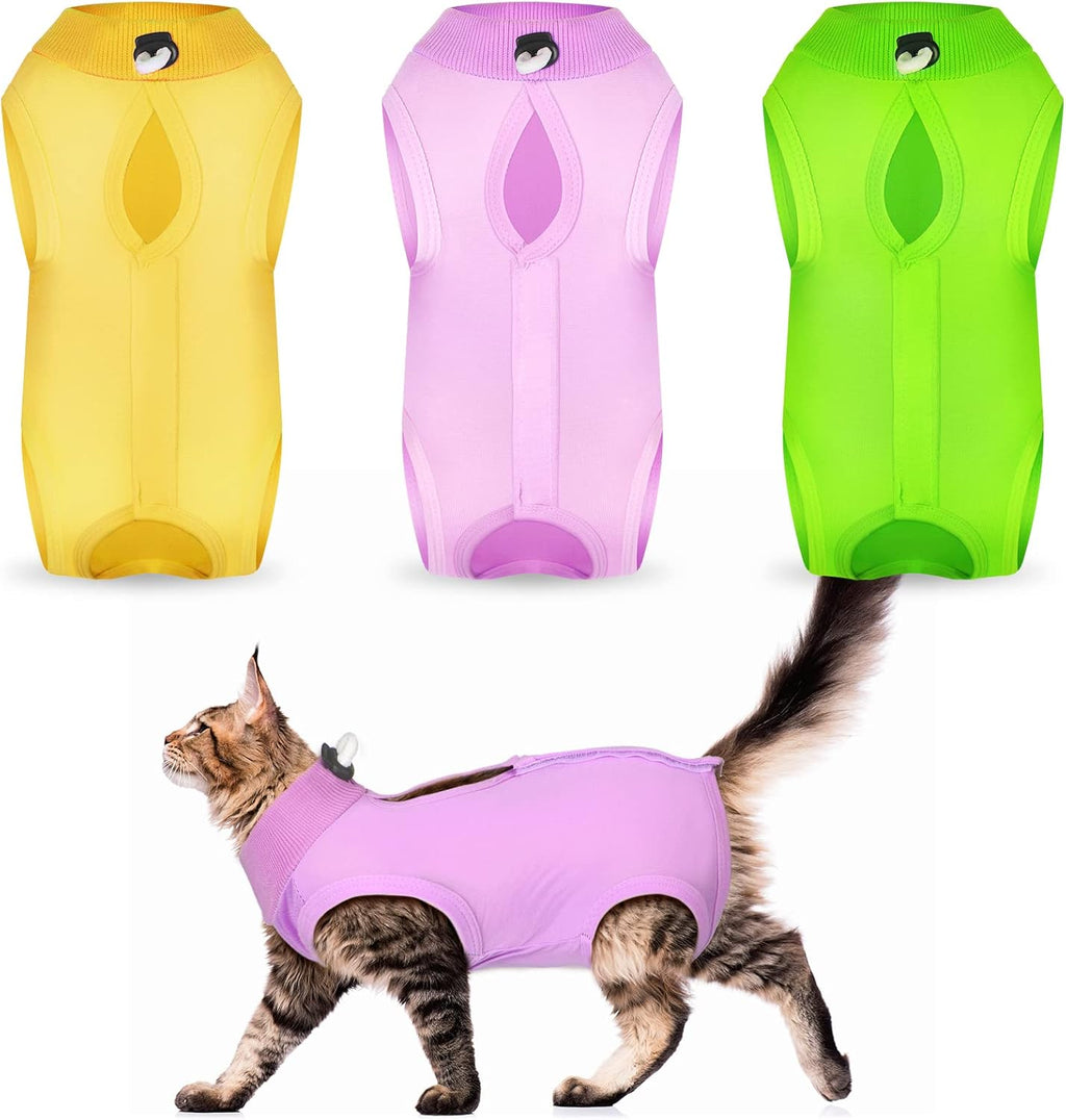 Nuanchu 3 Pieces Cat Recovery Suit Kitten Recovery Suit E-Collar Alternative for Cats and Dogs Abdominal Skin Anti Licking Pajama Clothes Sets(Medium,Fruit Style,Colorful) - Image 9