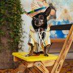 Top view of hand-woven straw Mexican hat for pets