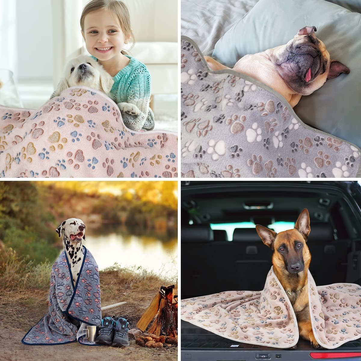 Double-sided plush Dono dog blanket laid out inside a pet crate.