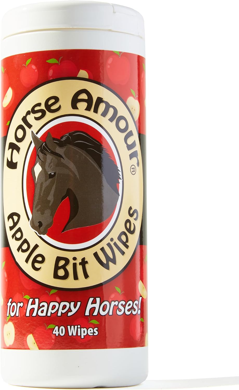 Horse Amour 40 count flip top dispensing canister back label