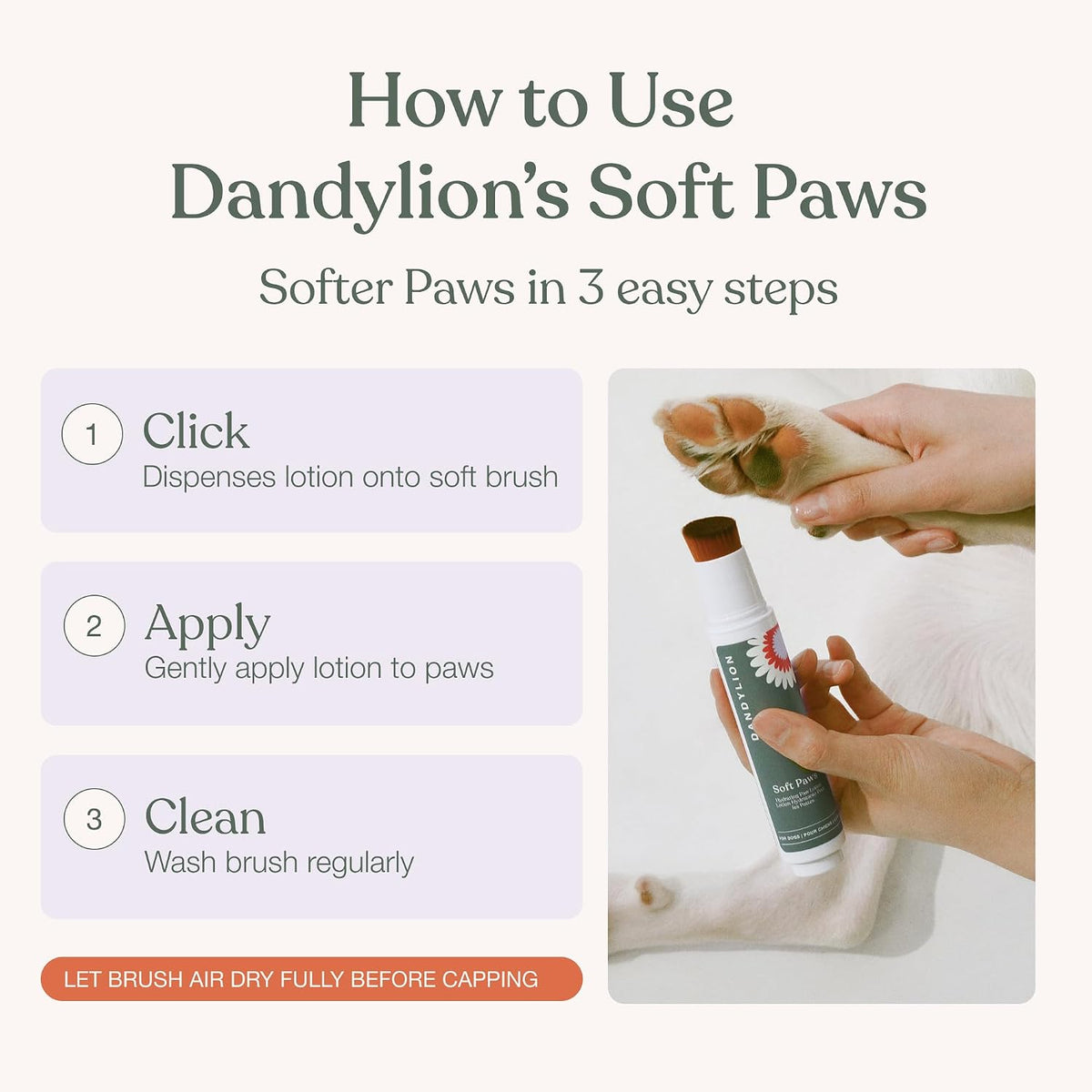 Authentic Dandylion pet skincare moisturizing lotion bottle imported from USA