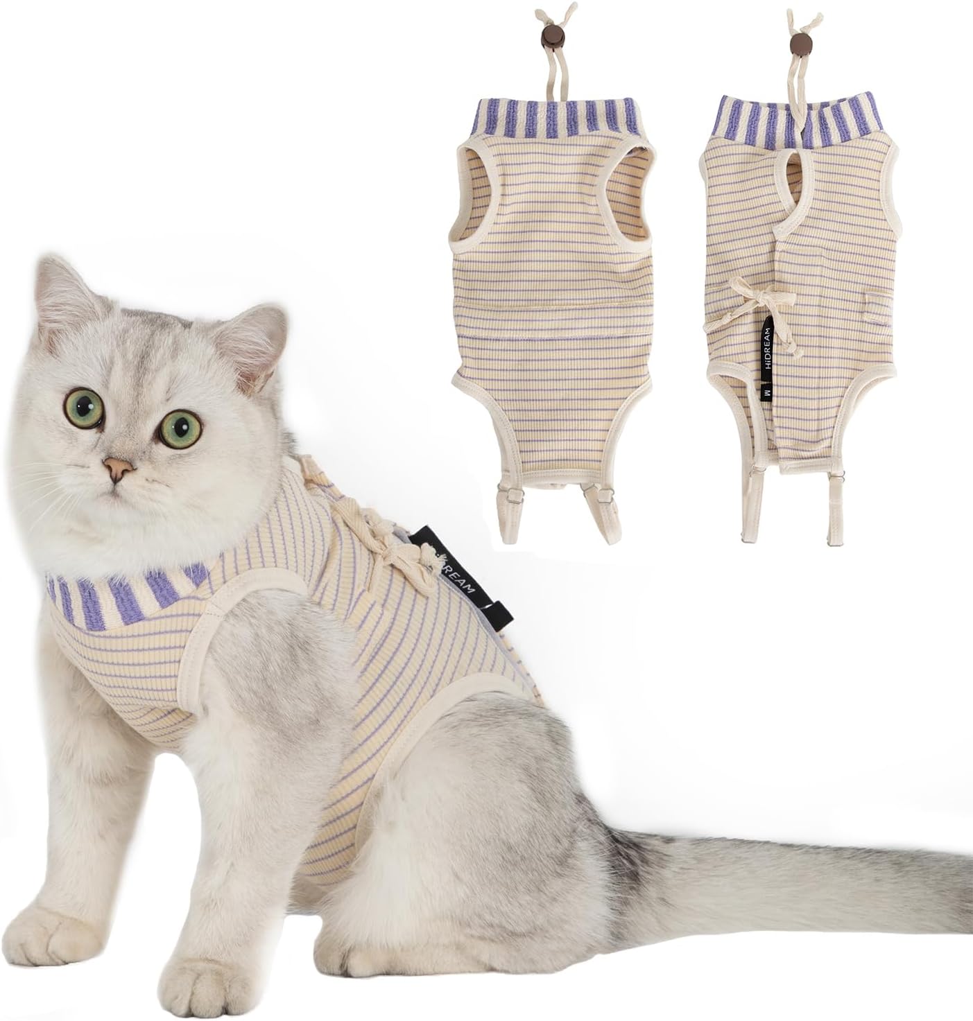 H Hidream purple cat surgical recovery suit front view