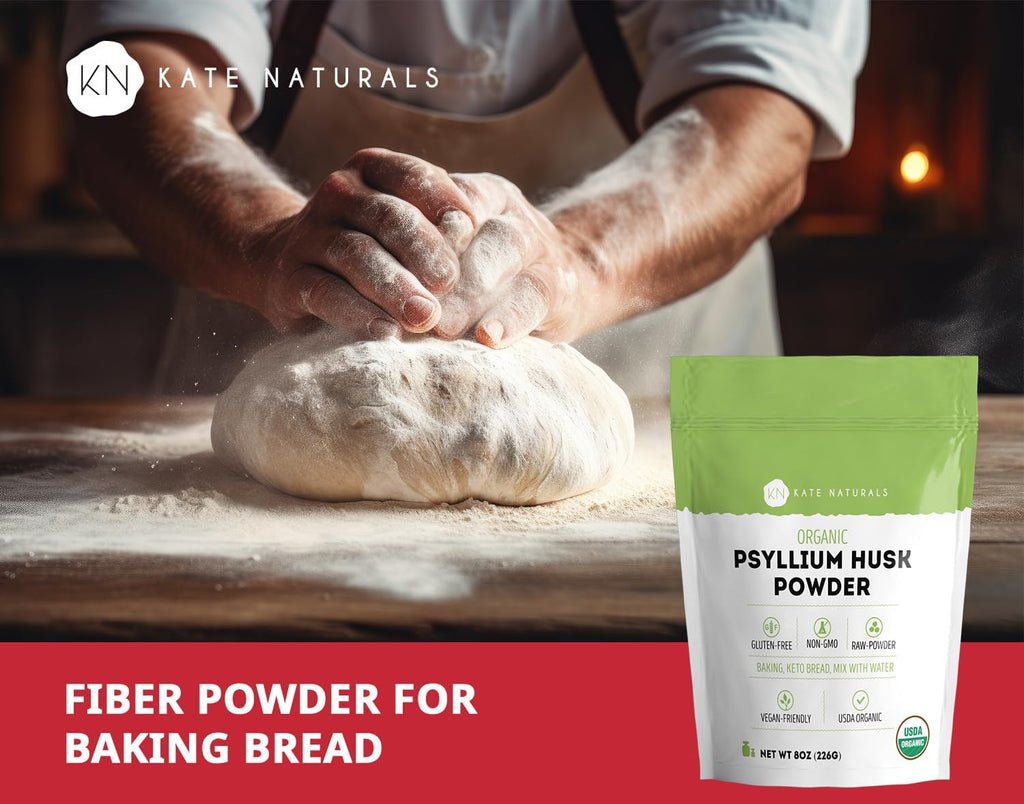 Kate Naturals Organic Psyllium Husk Powder for Baking, Shakes, Fiber, 8oz - Image 4