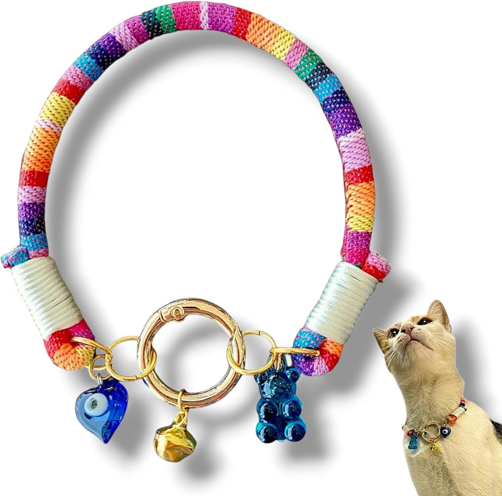 Hadess Bohemian Evil Eye Cat Collar with bell front view