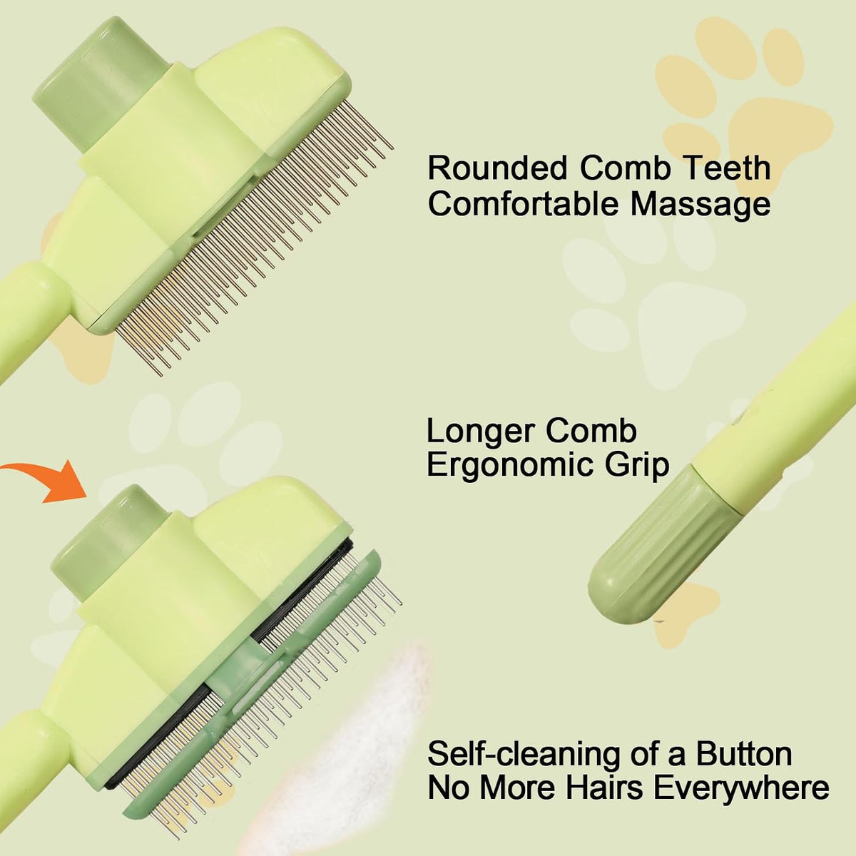 Ergonomic non-slip handle of the MeowAroma pet deshedding brush