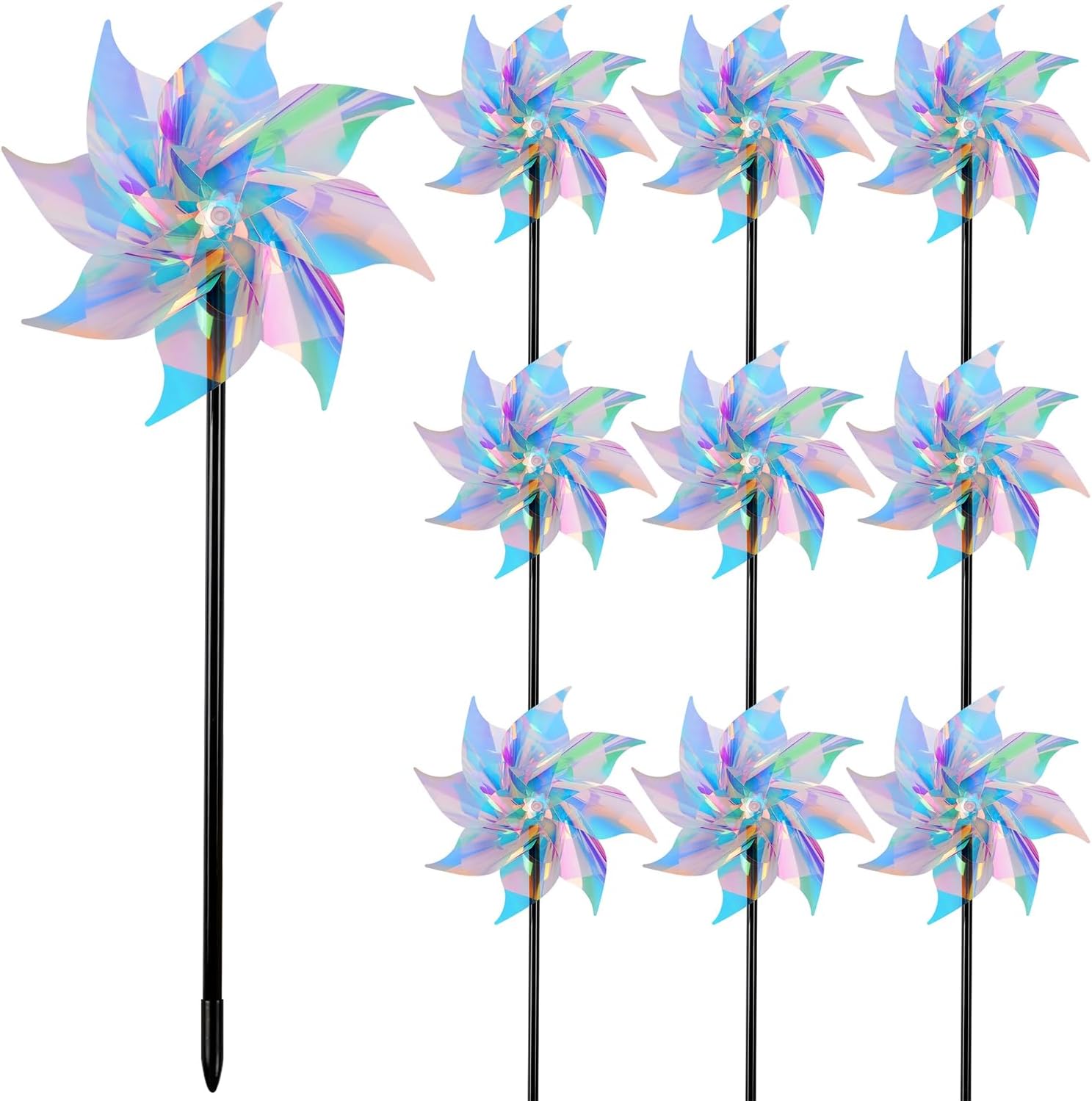 Hausse 10 Pack Reflective Pinwheels front view for bird control