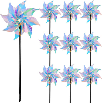 Hausse 10 Pack Reflective Pinwheels front view for bird control