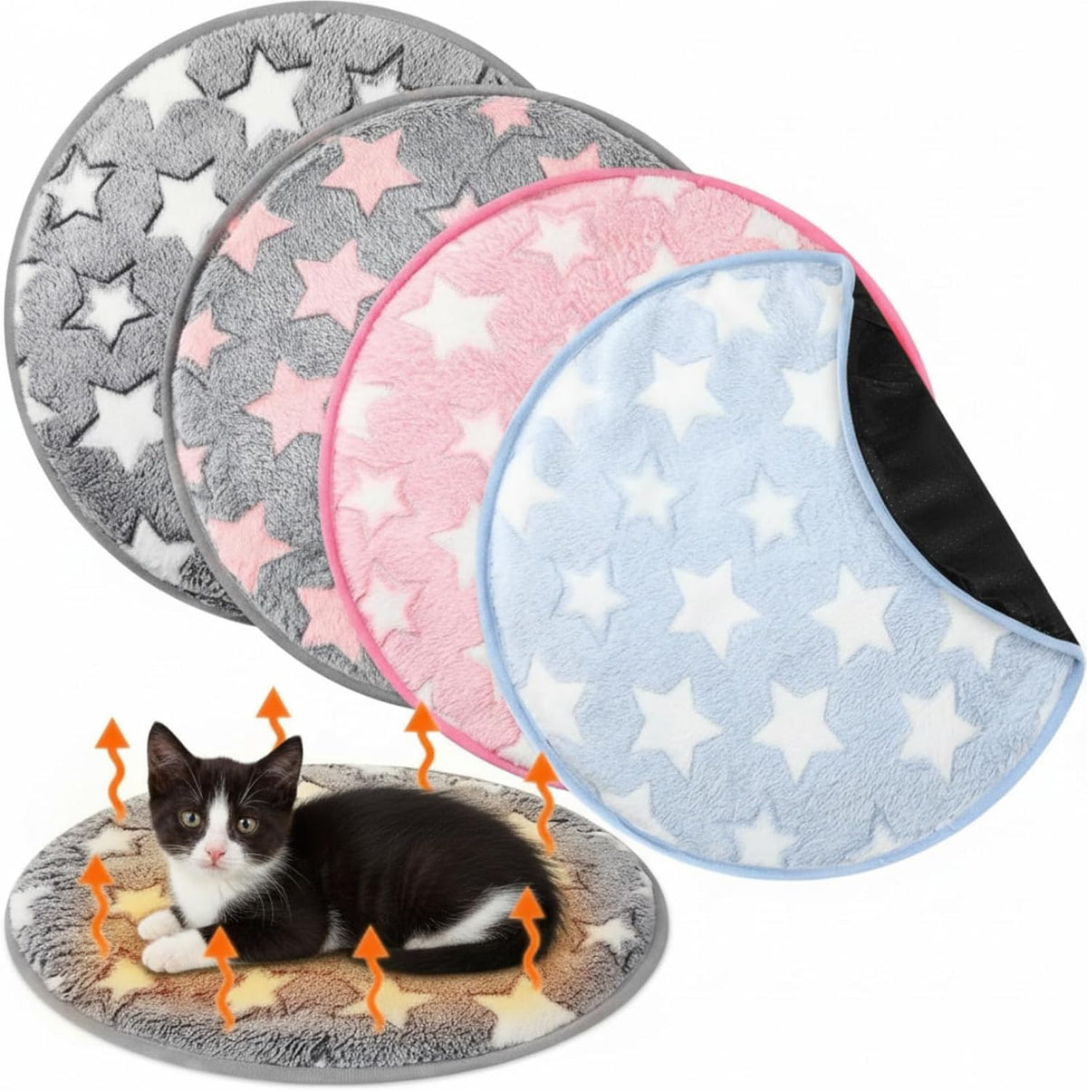 4 Pack Self Heating Cat Bed Cat Self Warming Pad with Removable Cover Extra Warm Thermal Pet Pad Washable Pet Crate Mat Anti Slip Kennel for Indoor Outdoor Pets(Star,16 x 20 Inches) - Image 10