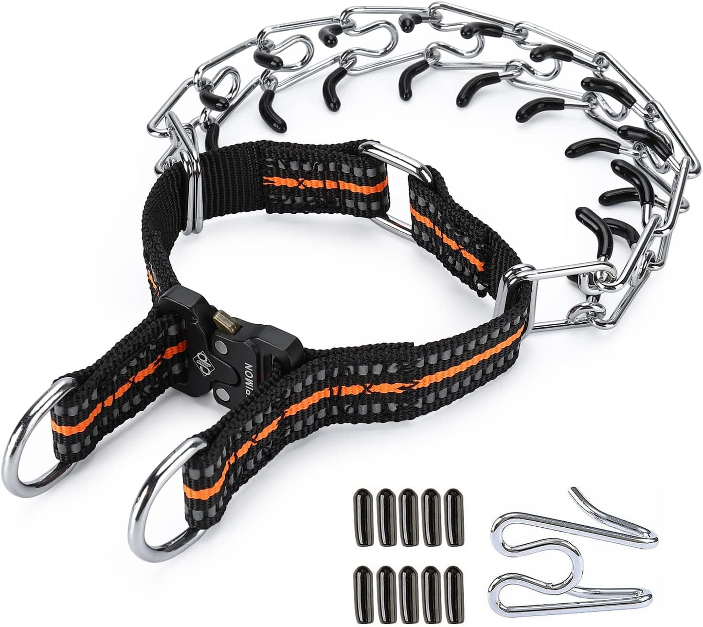Pinch Collar for Dogs Adjustable Dog Training Collar with Comfortable Rubber Tip and Quick Release Buckle for Small Medium Large Dogs (Medium, Black) - Image 10