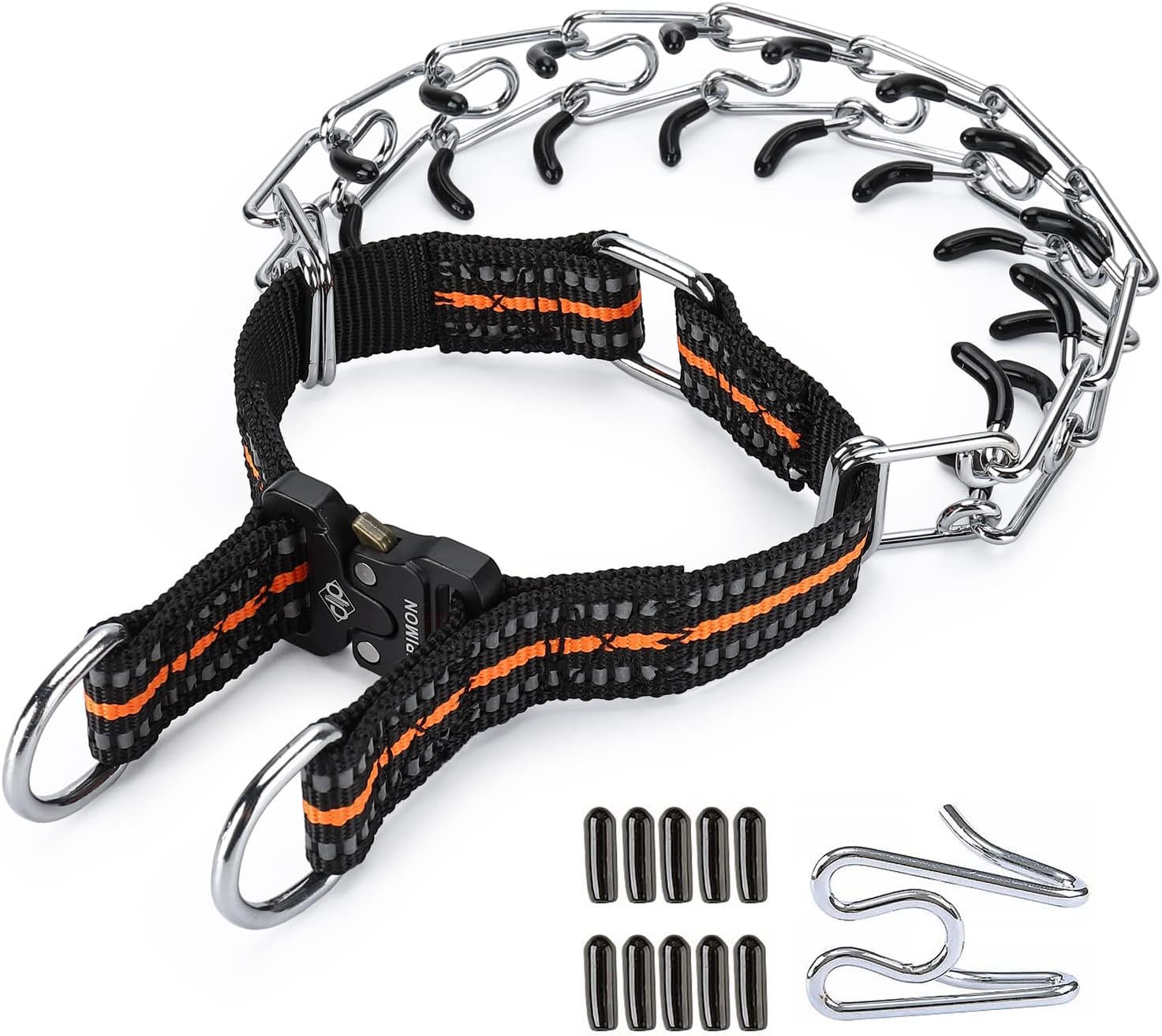 Pinch Collar for Dogs Adjustable Dog Training Collar with Comfortable Rubber Tip and Quick Release Buckle for Small Medium Large Dogs (Medium, Black) - Image 10