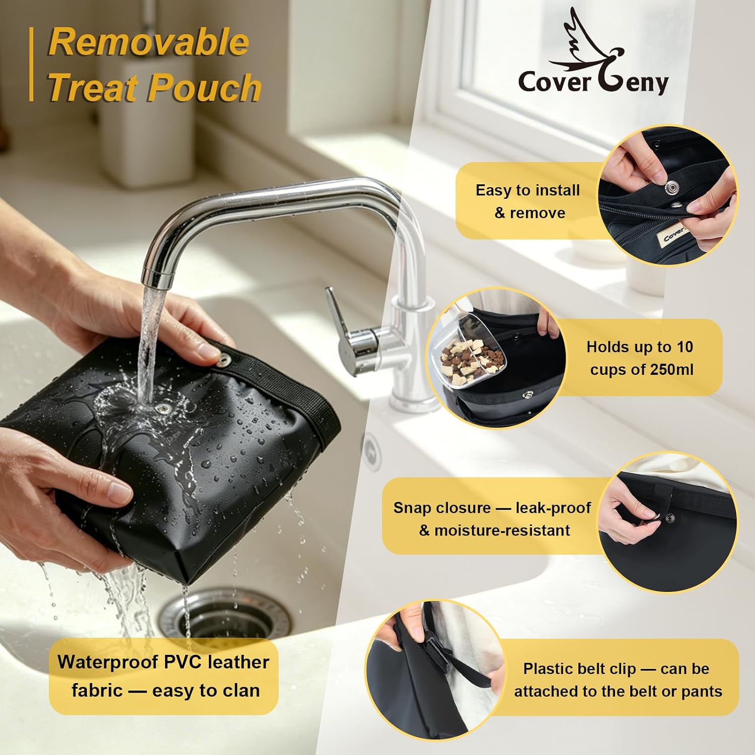 Cover Geny dog training pouch with removable inner liner exposed