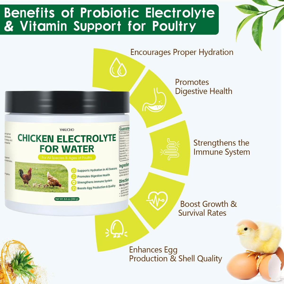 Yakucho poultry vitamins and probiotics powder packaging details