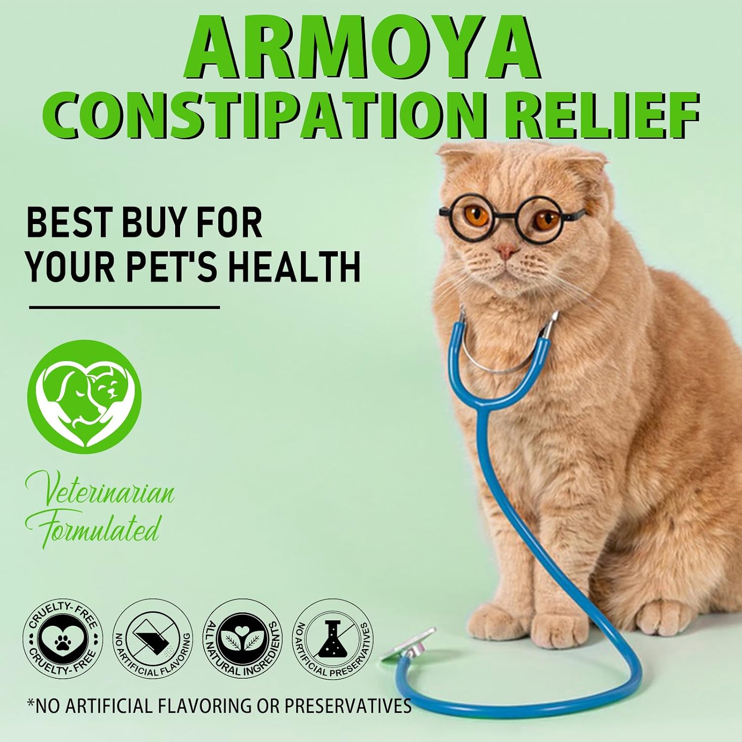 Safe herbal dietary supplement package for relieving feline constipation