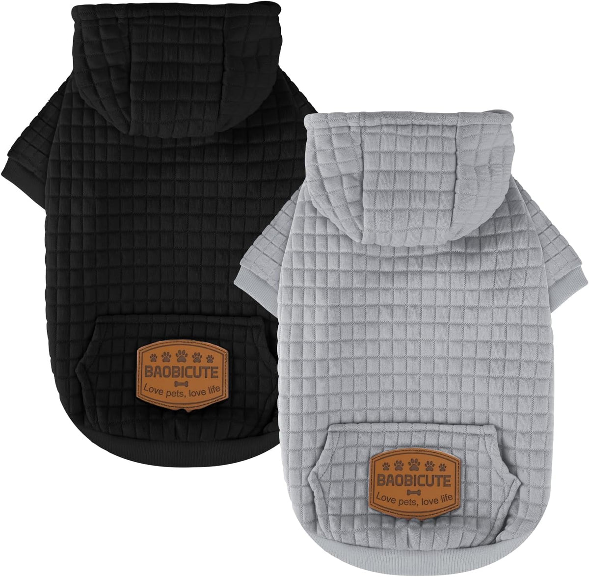 2 Pack Dog Hoodie Sweaters for Small Medium Dogs Warm Dog Clothes for Large Dogs Soft Waffle-Like Laminated Sweatshirt Bulldog (Black+Grey, M/L (Back: 17",Chest: 24.5", Neck: 14.5")) - Image 12