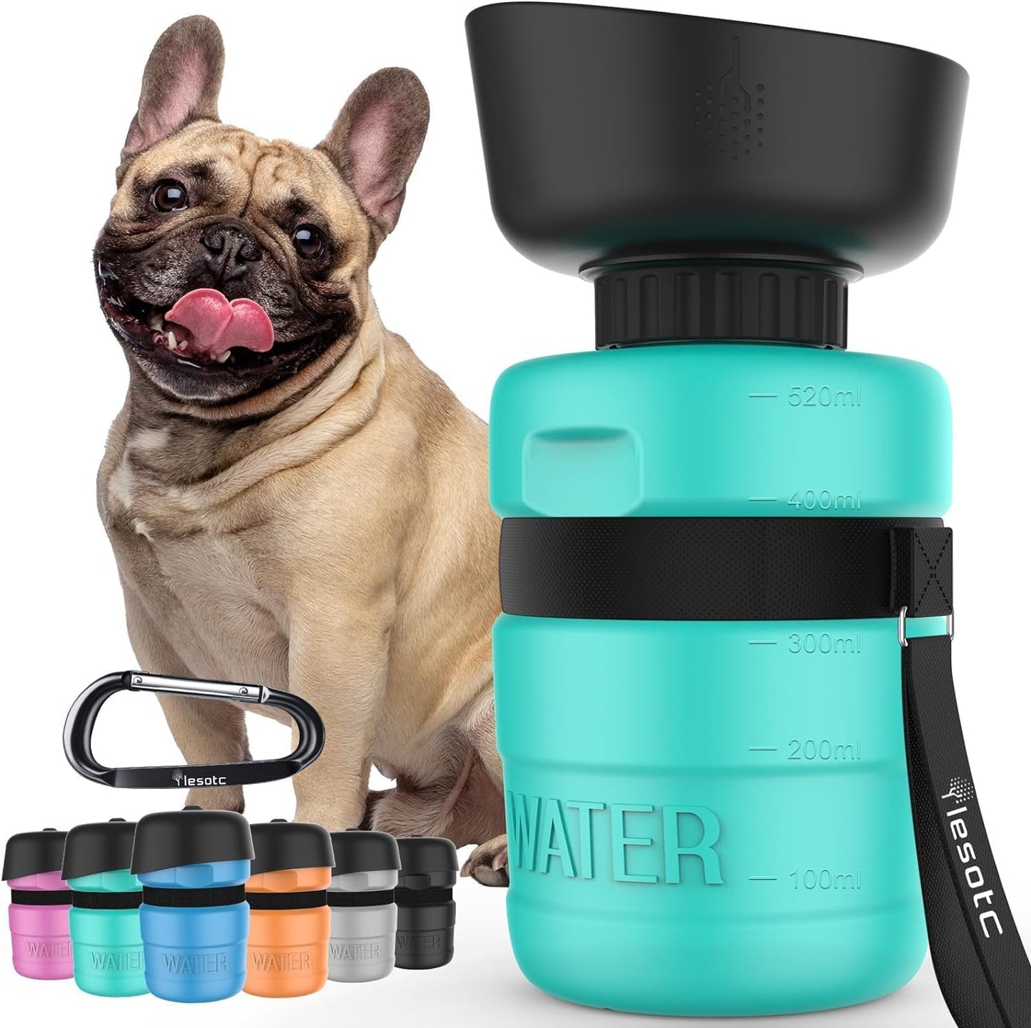lesotc Dog Water Bottle, Portable Water Dispenser with Bowl, Leak Proof Pet Travel Squeeze Bottle, Puppy Essentials Dog Stuff Accessories for Outdoor Walking, Hiking, Camping - Image 14