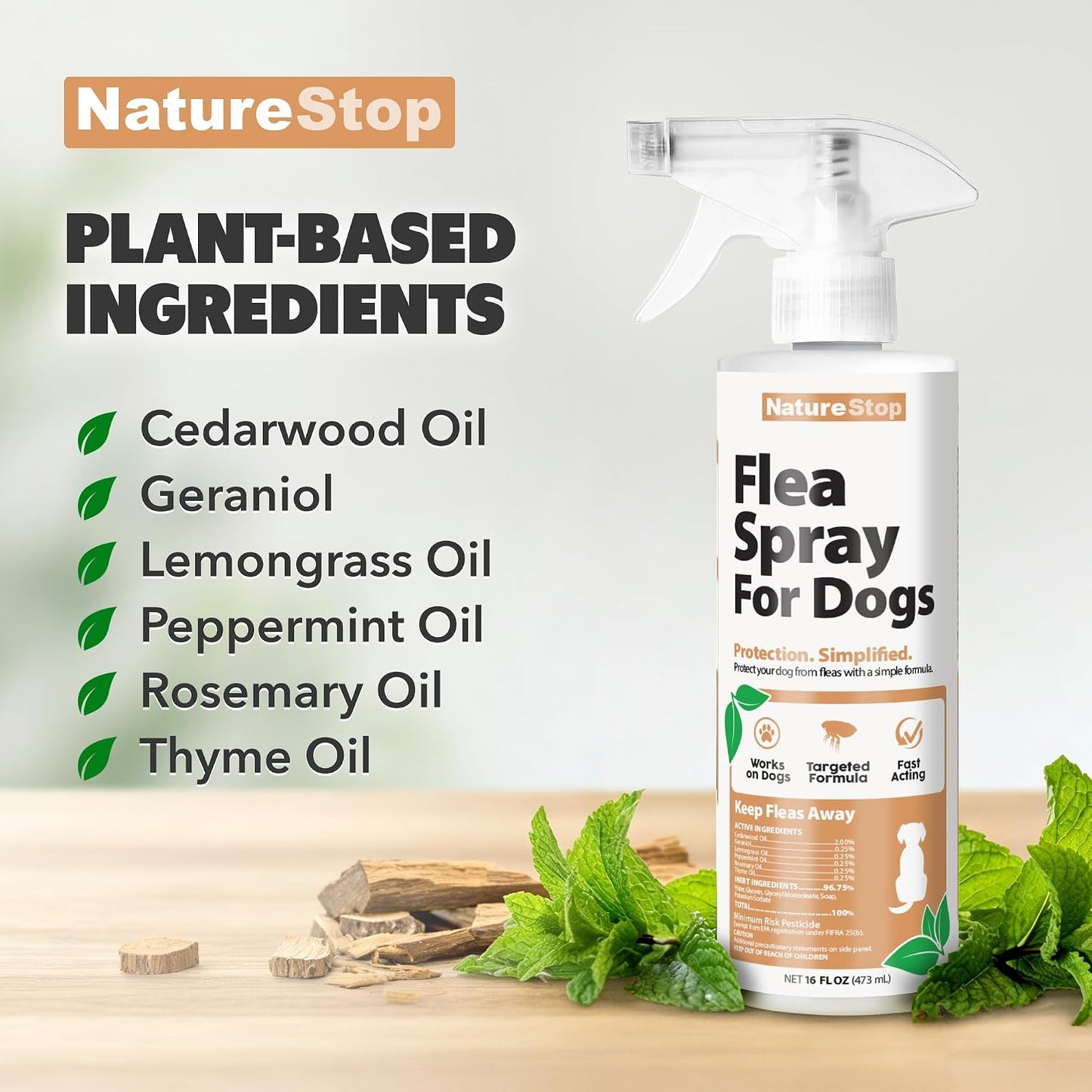 NatureStop flea spray for dogs on carpet and furniture