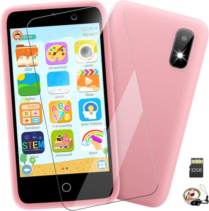 Minibear kids toy smartphone pink front view with touchscreen